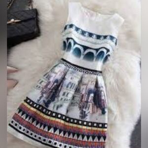 NWOT Venice Italy Print Fit & Flare Dress